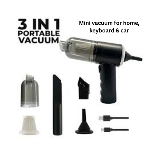 "Smart Mini Vacuum Cleaner – Portable USB Dust Remover for Car, Keyboard & Home (3-in-1)