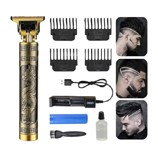 Vintage T9 Dragon Hair Trimmer – Zero-Gap Professional Cordless Clipper for Men (Rechargeable, Fade & Line-Up Ready)